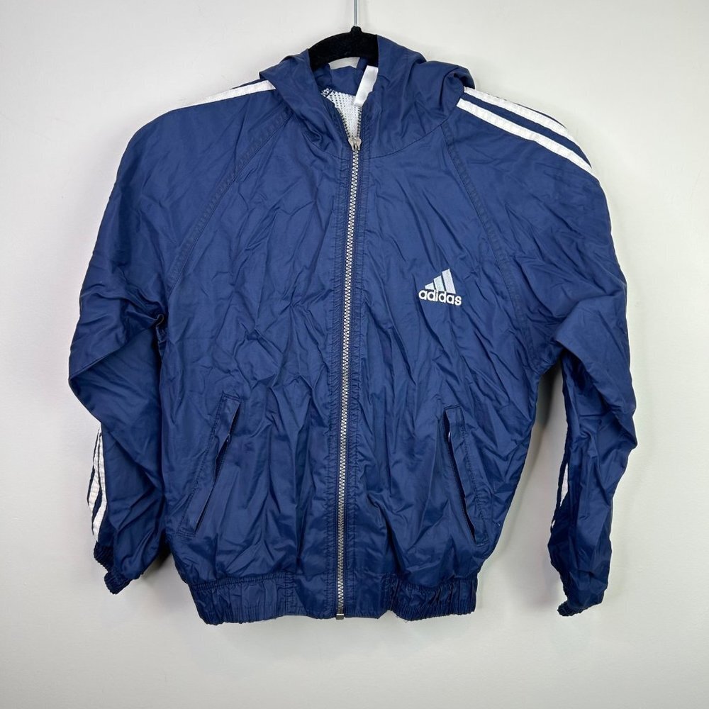Vintage adidas navy windbreaker size small‎